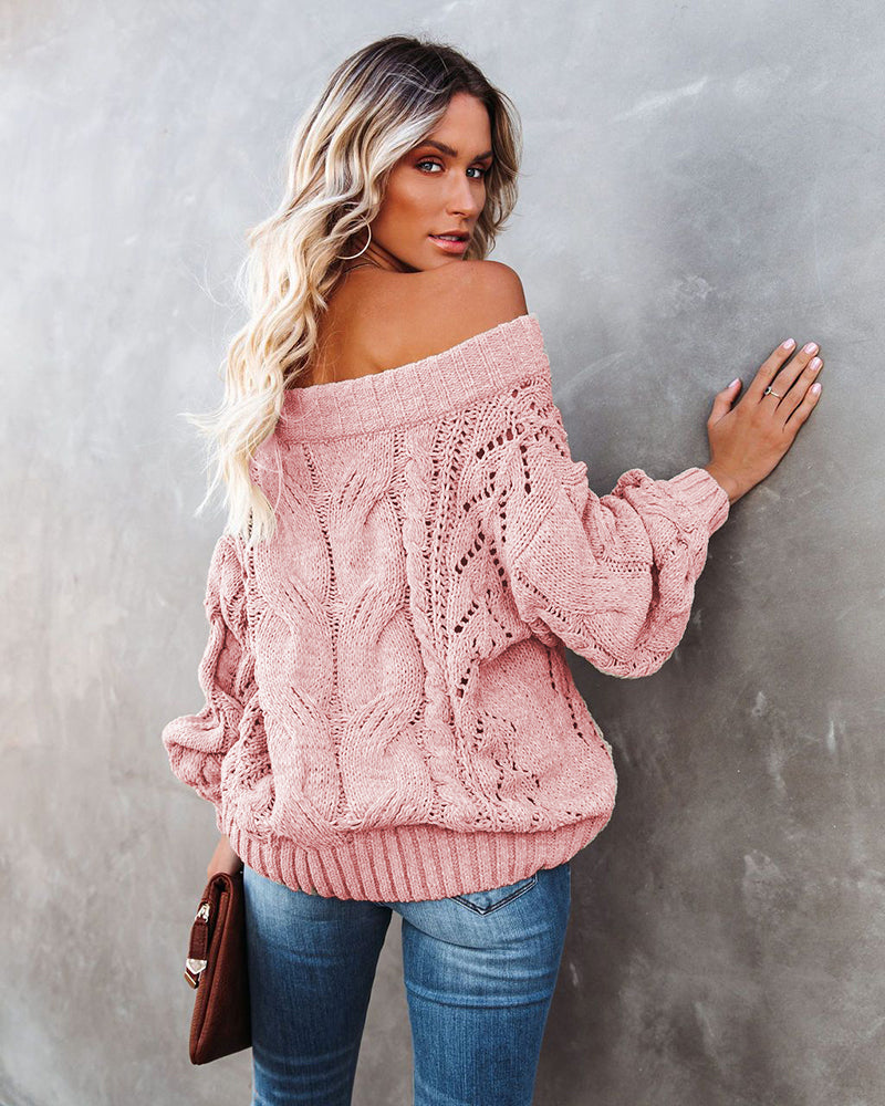 Off Shoulder Loose Knitwear Sweater