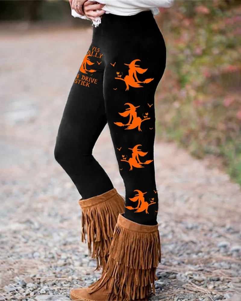 Halloween Black Forest Horse Lover Print Cozy Leggings