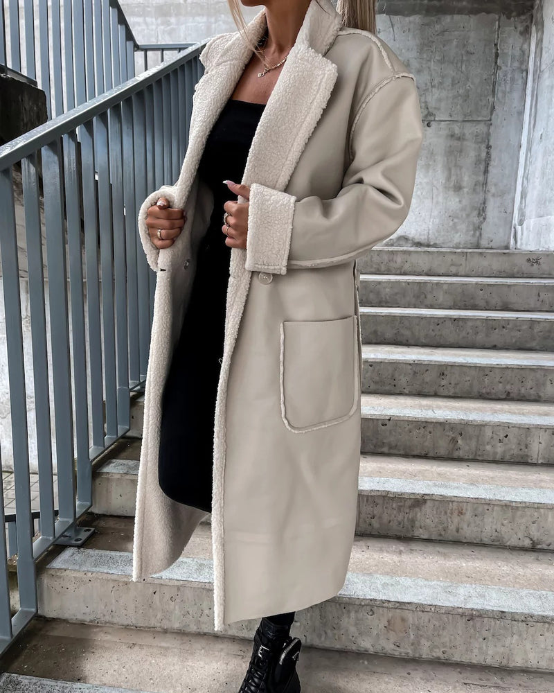 Women's Thick Windproof Belted Long Trench Coat Outerwear