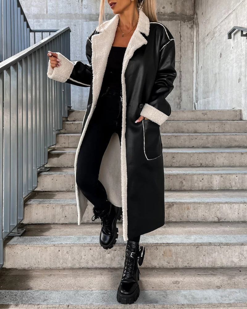 Women's Thick Windproof Belted Long Trench Coat Outerwear