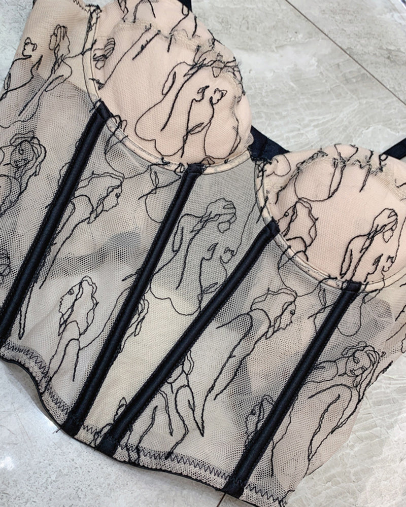 Corset Lace Bralette Crop Tank