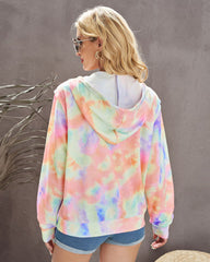 Tie-dye Hoodie Zip Up Casual Jacket Active Sweatshirt