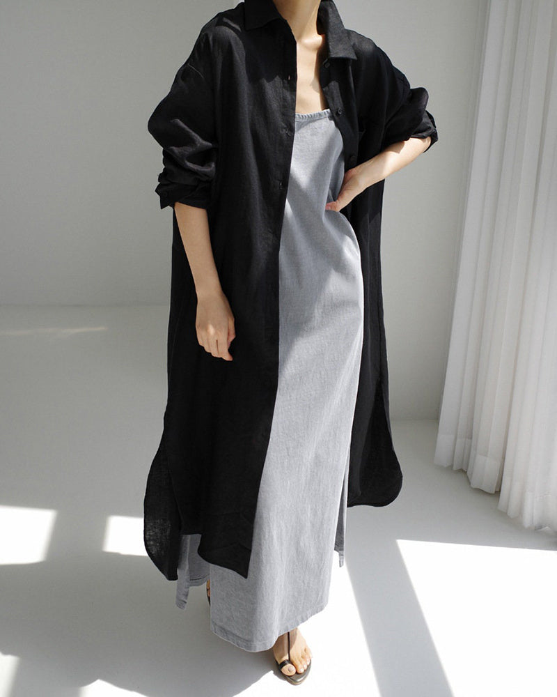 Shirt Dress Lightweight Button Maxi Dress