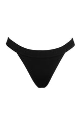 Black Ribbed High Rise Bikini Bottoms