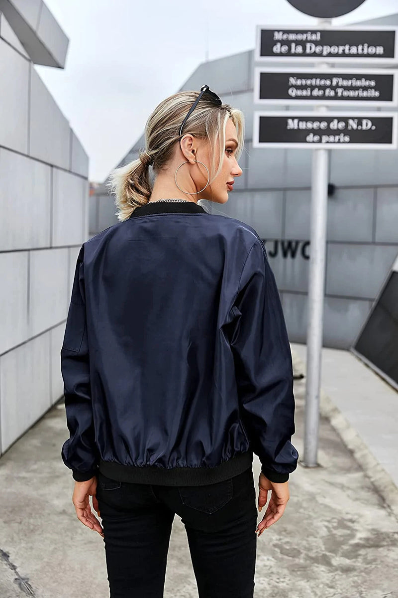 Bomber Zip Up Windbreaker Jacket - Zeagoo (Us Only)