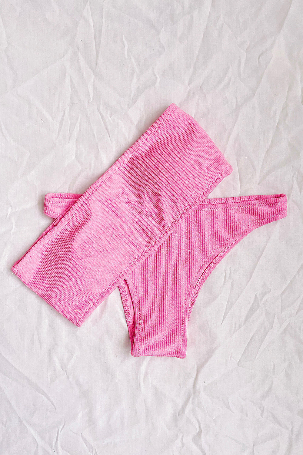 Hot Pink Ribbed Bikini Bottom