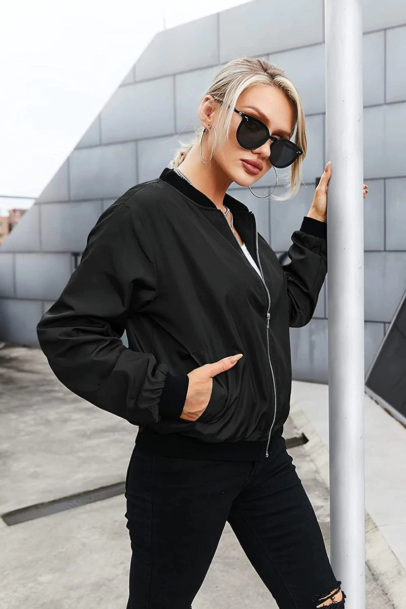 Bomber Zip Up Windbreaker Jacket - Zeagoo (Us Only)