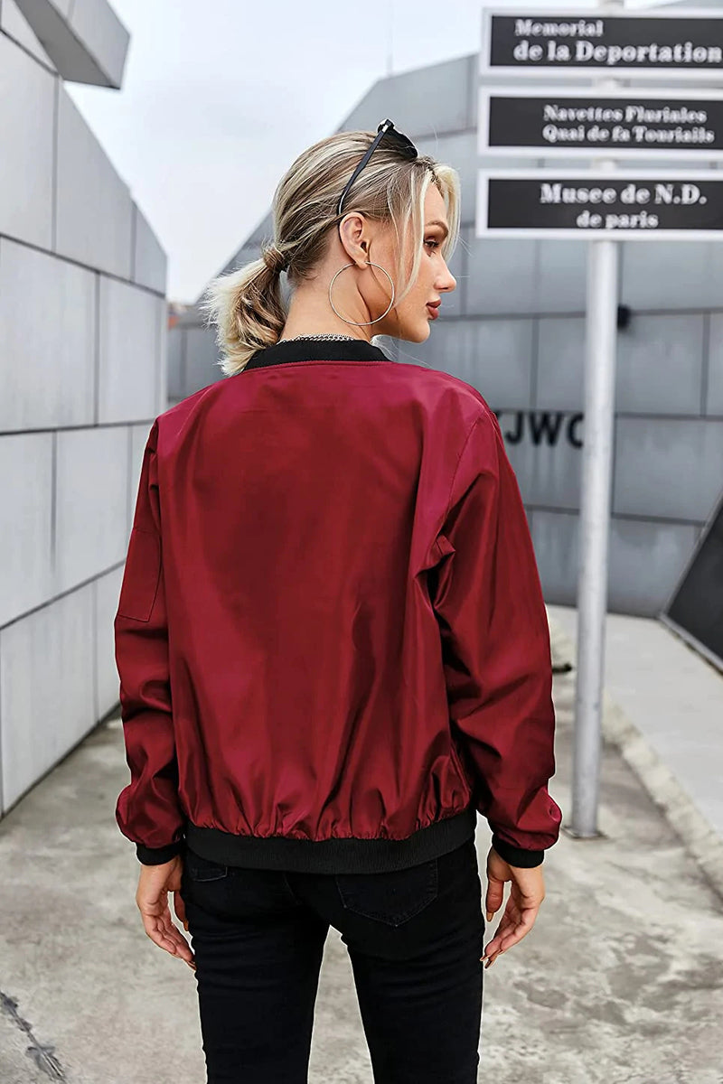 Bomber Zip Up Windbreaker Jacket - Zeagoo (Us Only)