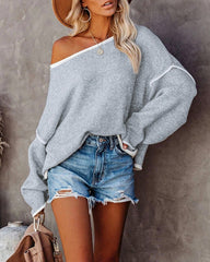 Oversized Soft Knit Long Batwing Sleeve Pullover Sweater Tunic Outfit Tops