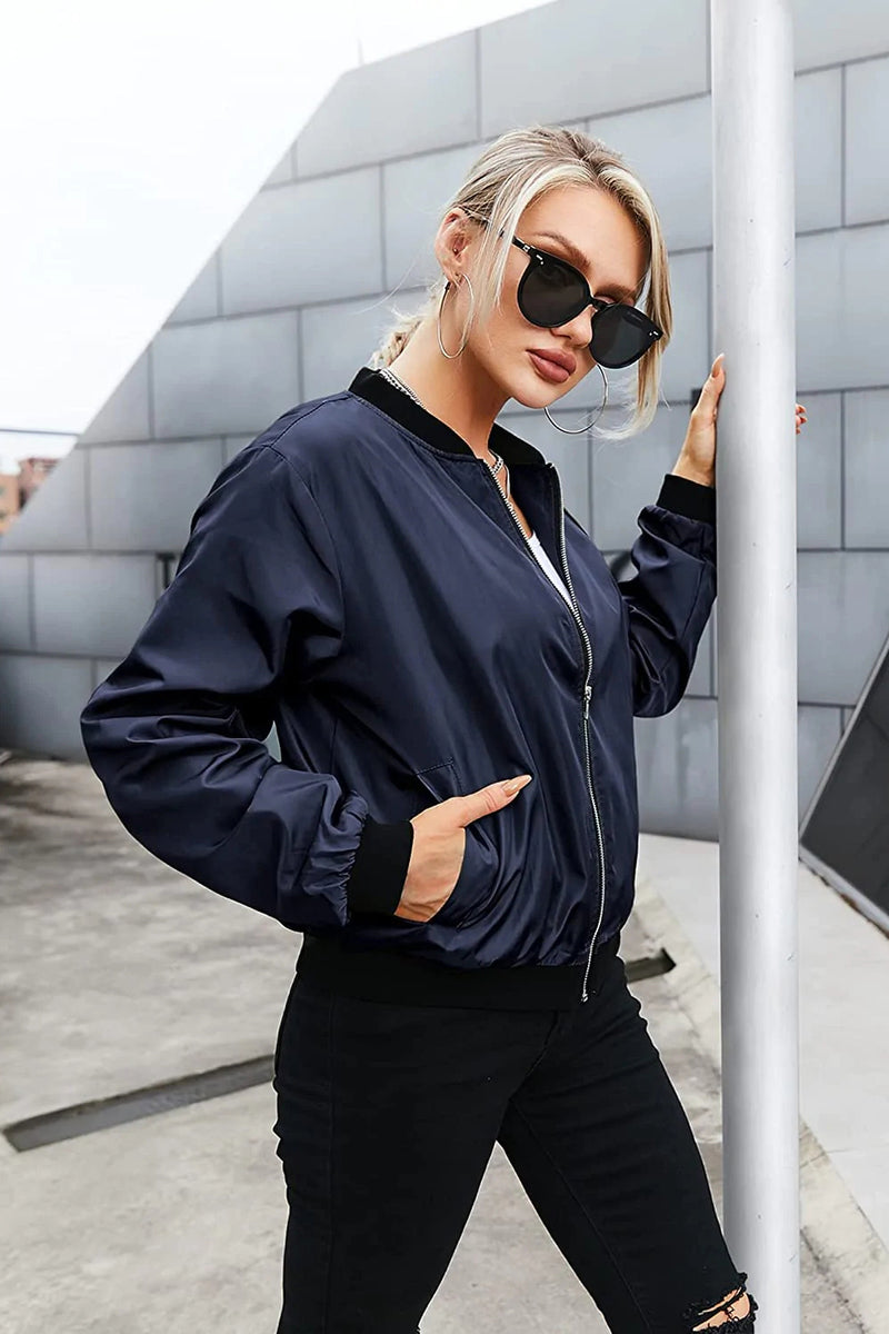 Bomber Zip Up Windbreaker Jacket - Zeagoo (Us Only)