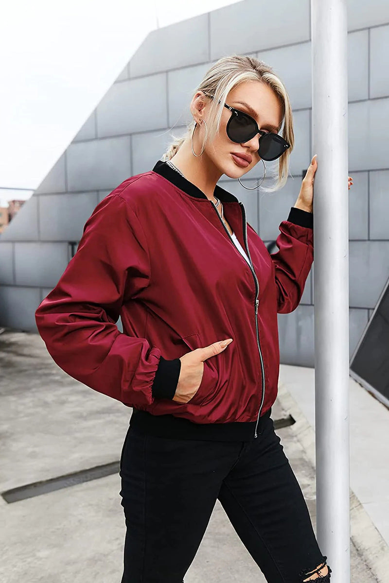 Bomber Zip Up Windbreaker Jacket - Zeagoo (Us Only)