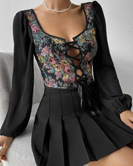 Sexy Long Sleeve Print Drawing Vest