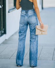 High-waist Loose Poly-breaking Wide-legged Jeans