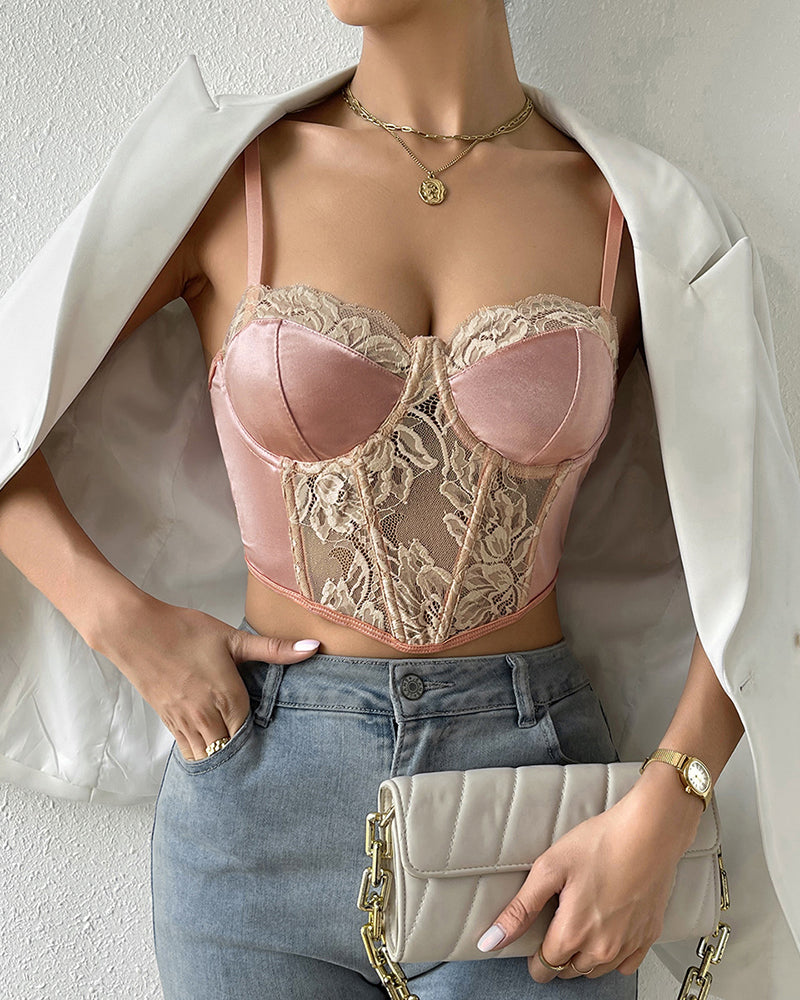 Thin Cup Lace Colorblock Bra Set Shaped Push Up Underwear Set