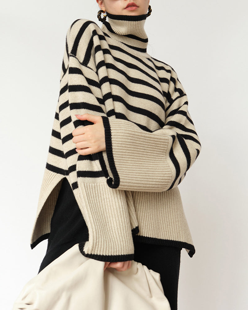 Women's Striped Turtleneck Sweater