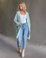Contrast Striped Sweater Cardigan