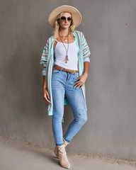 Contrast Striped Sweater Cardigan