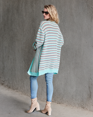 Contrast Striped Sweater Cardigan