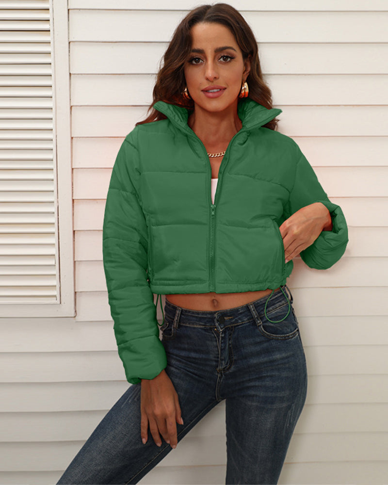 Short Puffer Jacket Stands Up Zipper Outerwear