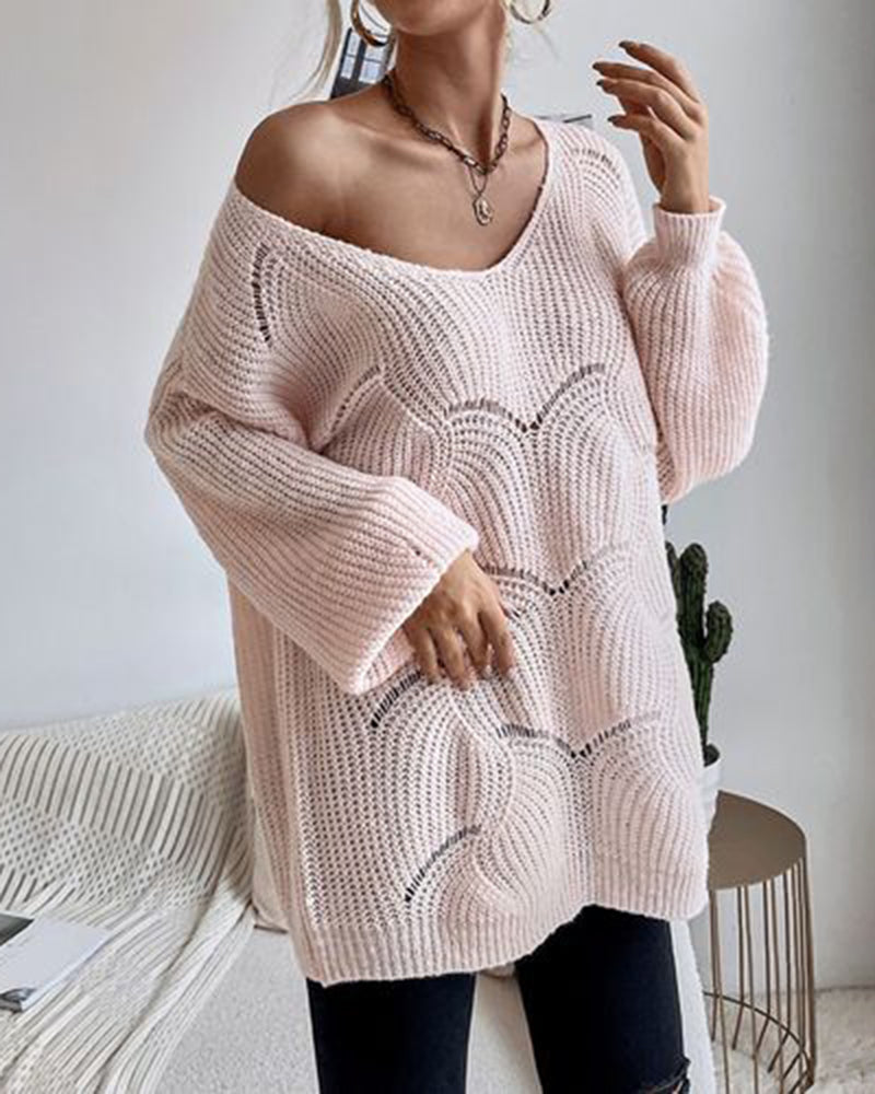 Plus Size Loose Hollow Knitwear Sweater