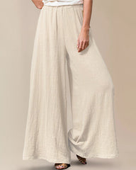 Wide Leg Palazzo Trousers High Elastic Waist Flowy Pants