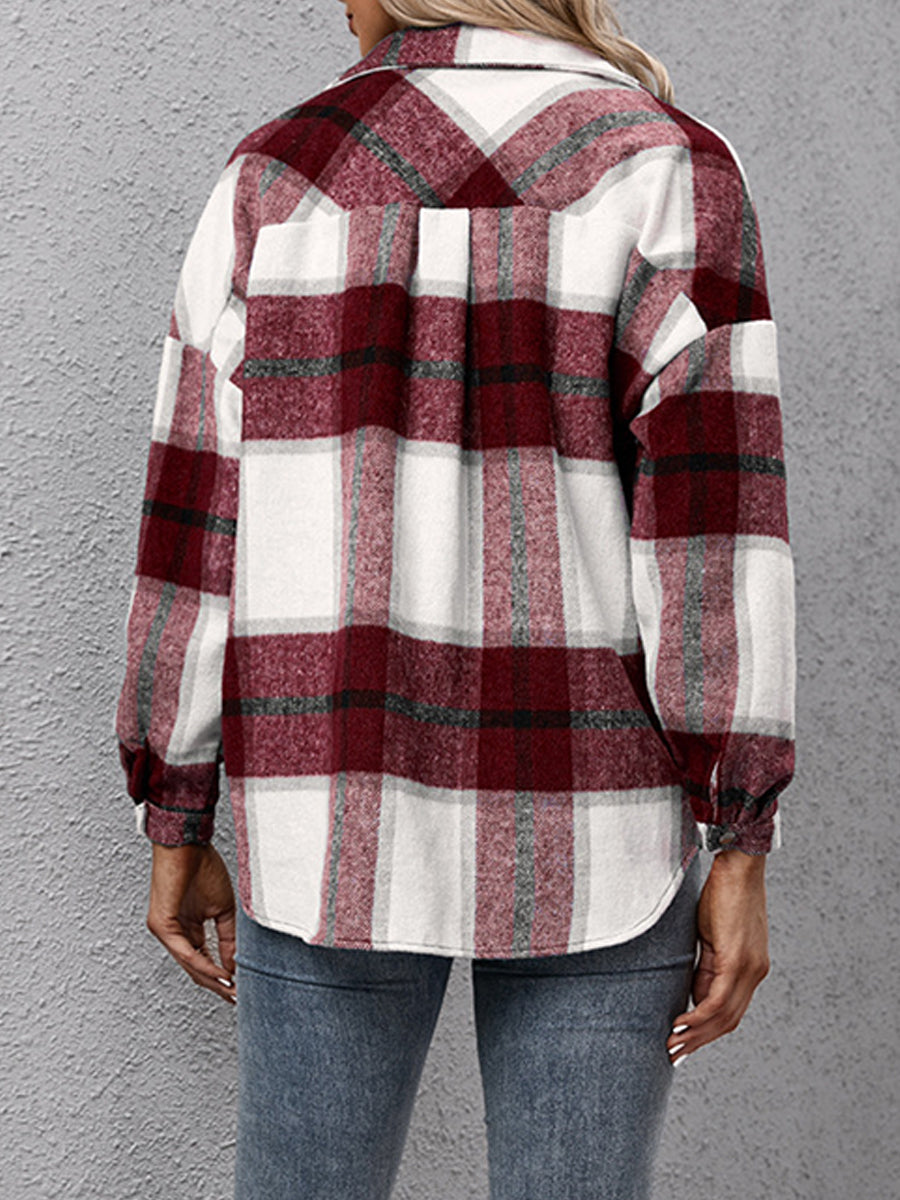 Thickened Long-sleeved Plaid Loose Casual Jacket