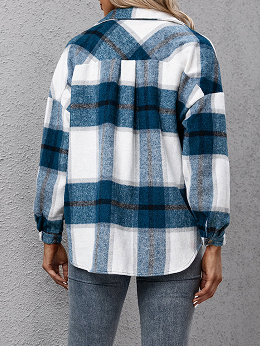 Thickened Long-sleeved Plaid Loose Casual Jacket