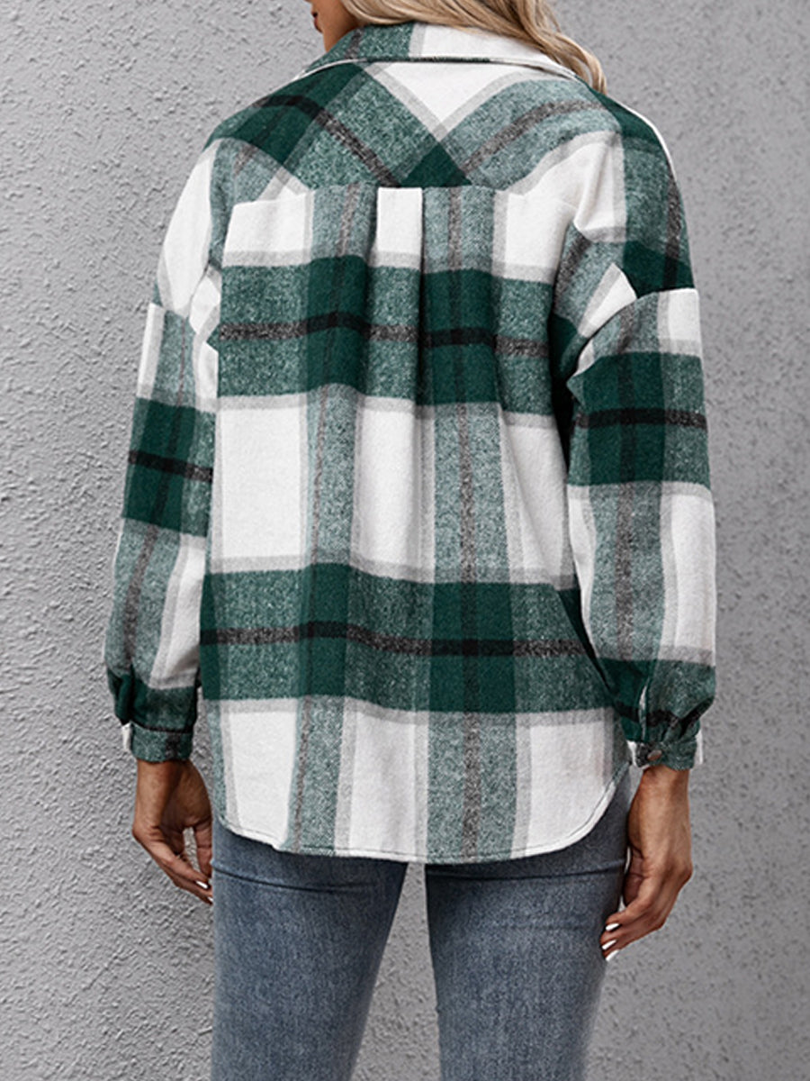 Thickened Long-sleeved Plaid Loose Casual Jacket