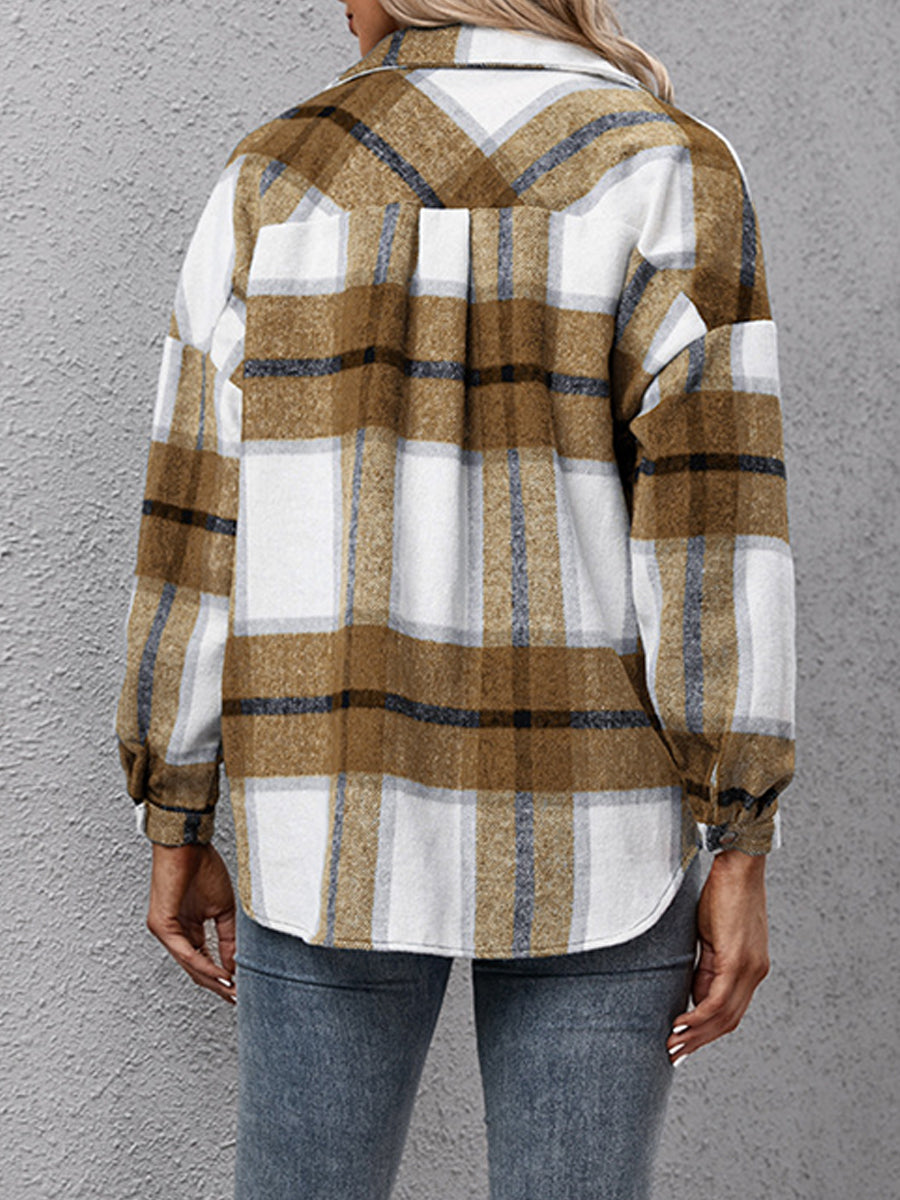 Thickened Long-sleeved Plaid Loose Casual Jacket