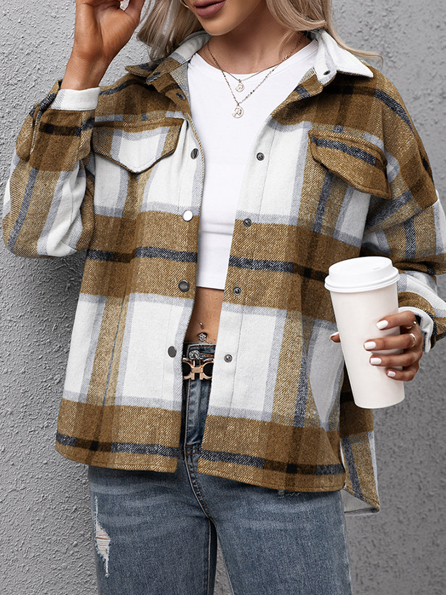 Thickened Long-sleeved Plaid Loose Casual Jacket