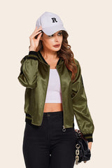 Striped Biker Jacket Zip Up Bomber Jacket - Zeagoo (Us Only)