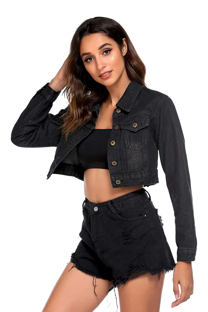 Cropped Denim Jean Jacket - Zeagoo (Us Only)