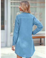 Zeagoo Women's Cotton Shirt Dress Button Down Roll-Up Sleeve Linen Henley Tunic Top Summer Beach Coverup (US Only)