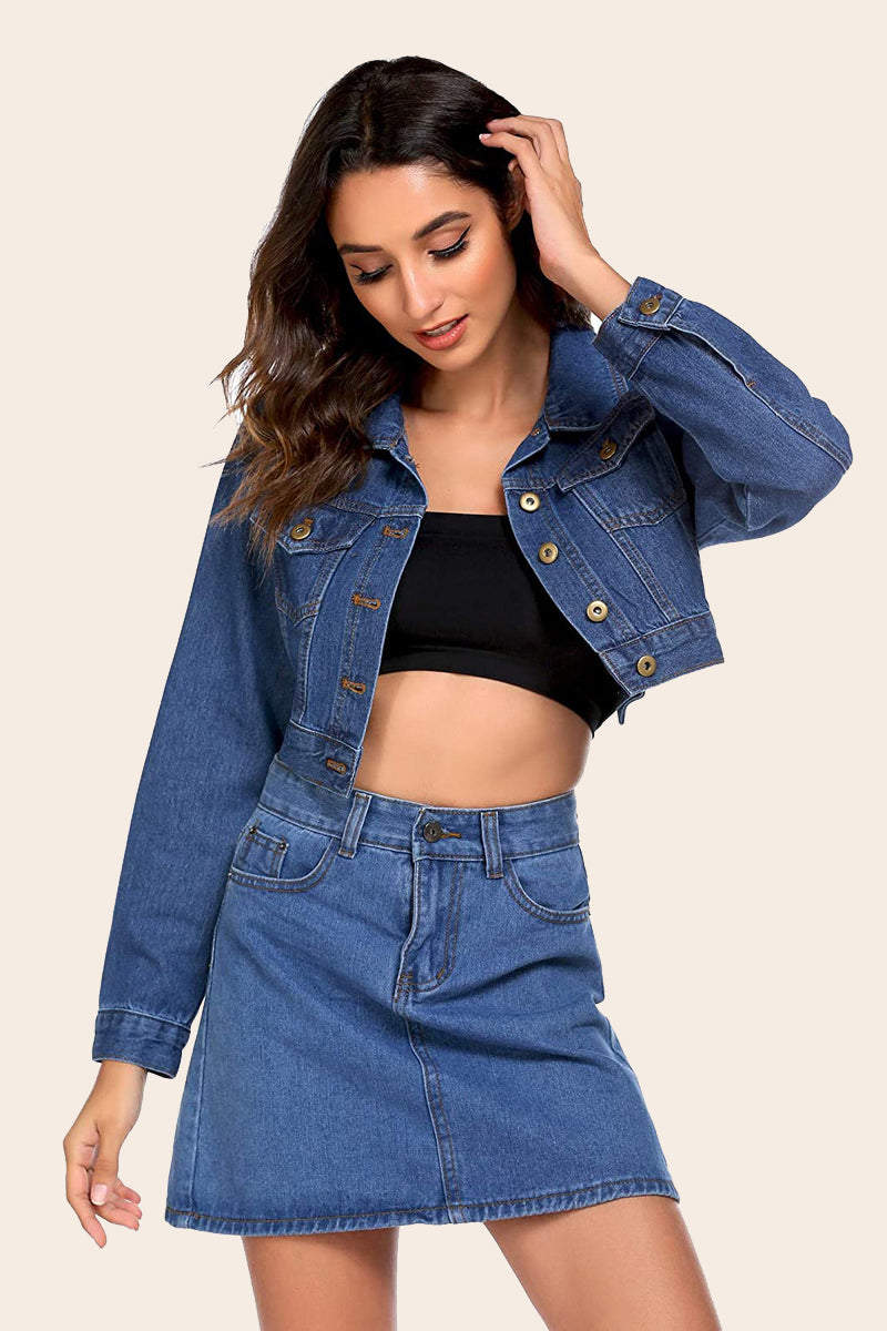 Cropped Denim Jean Jacket - Zeagoo (Us Only)