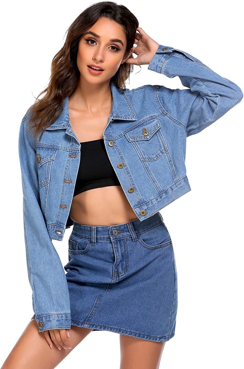 Cropped Denim Jean Jacket - Zeagoo (Us Only)