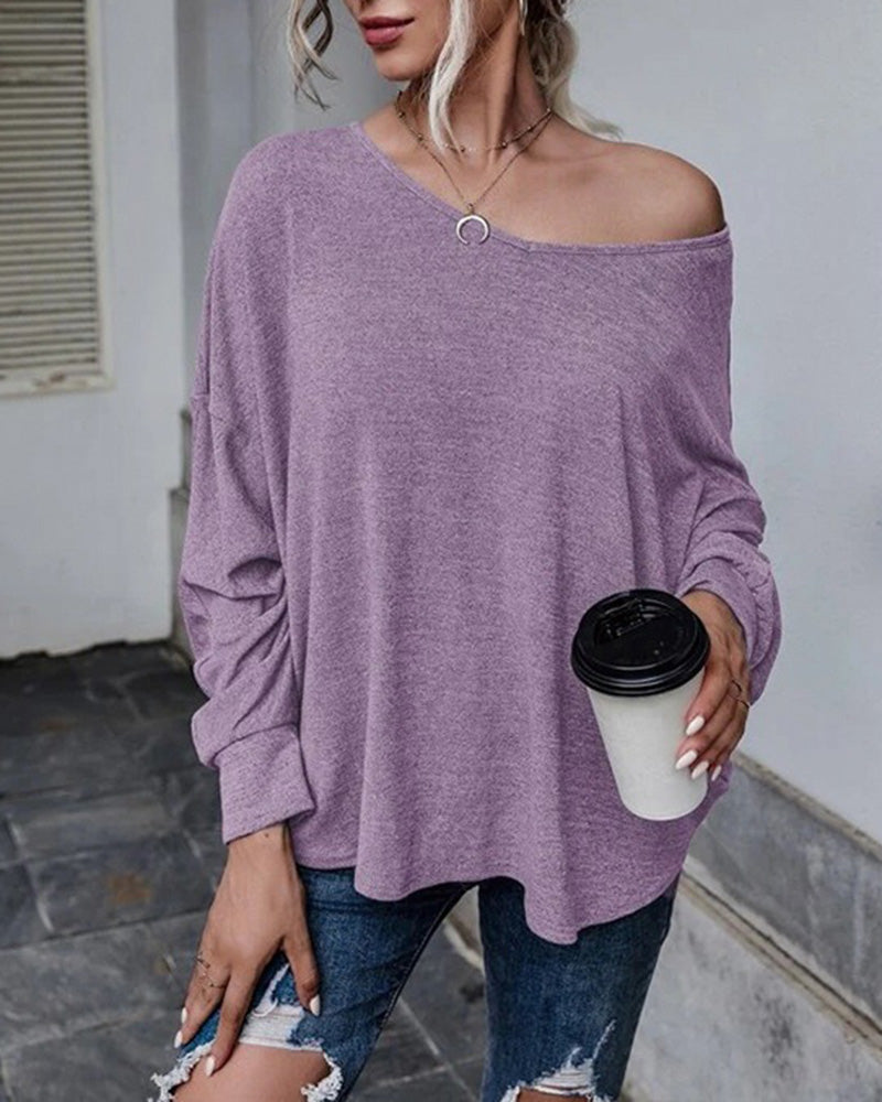 Tie Plunging Back Dolman Sleeve Oversize Top