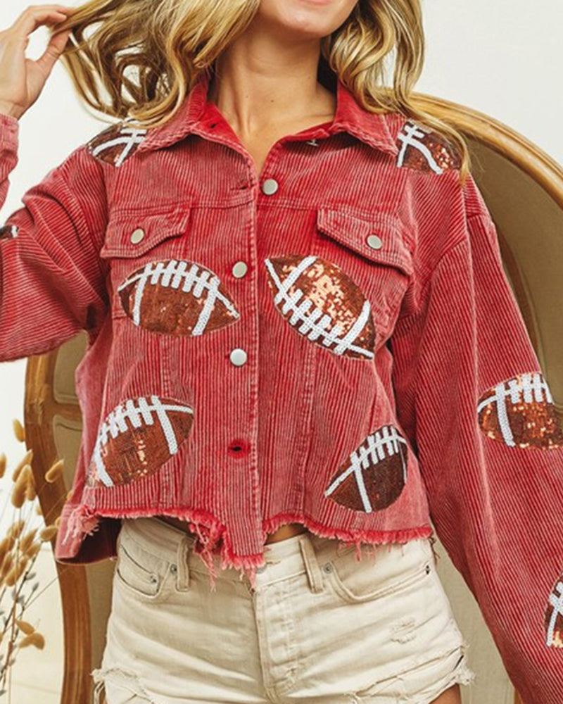 Game Day Football Corduroy Long Sleeve Jacket