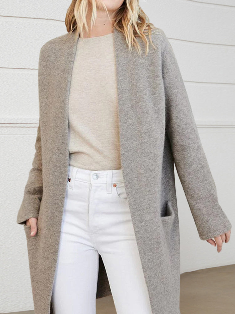 Long Patch Pocket Sweater Cardigan Coat