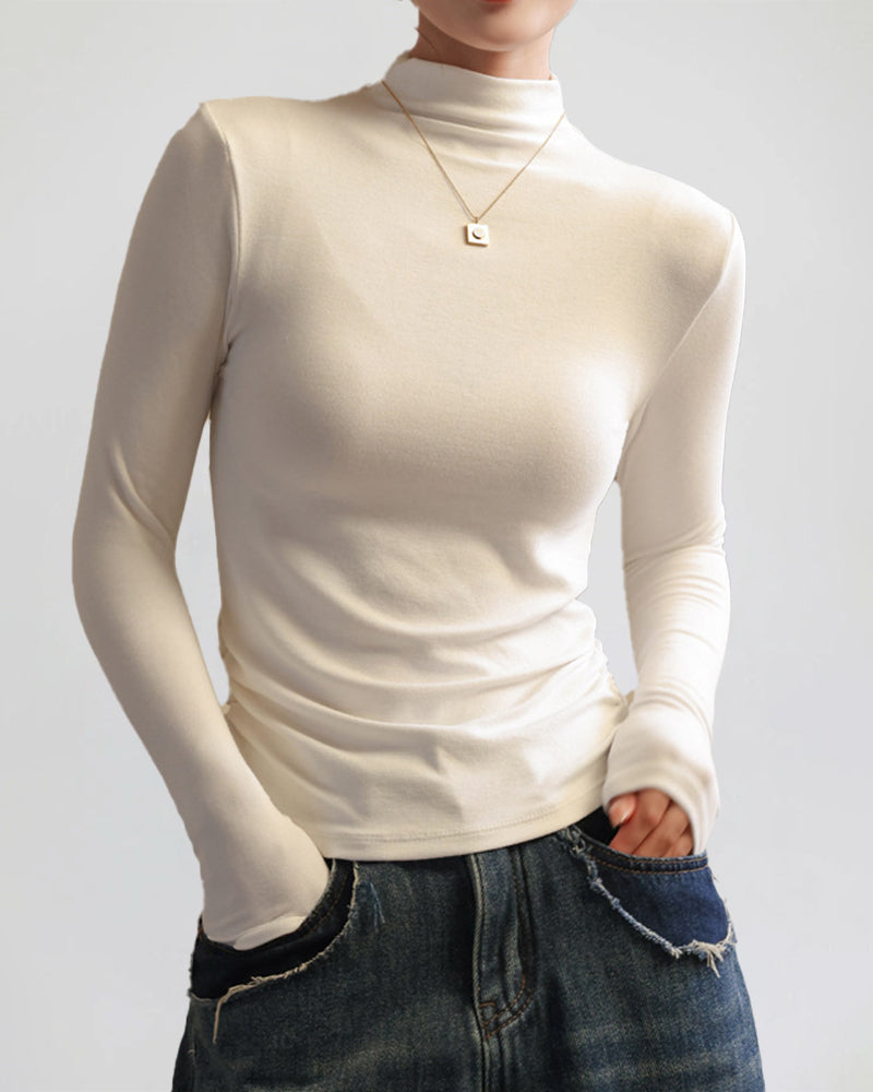 Half Turtleneck Long Sleeve Slim-fit Base T-shirt