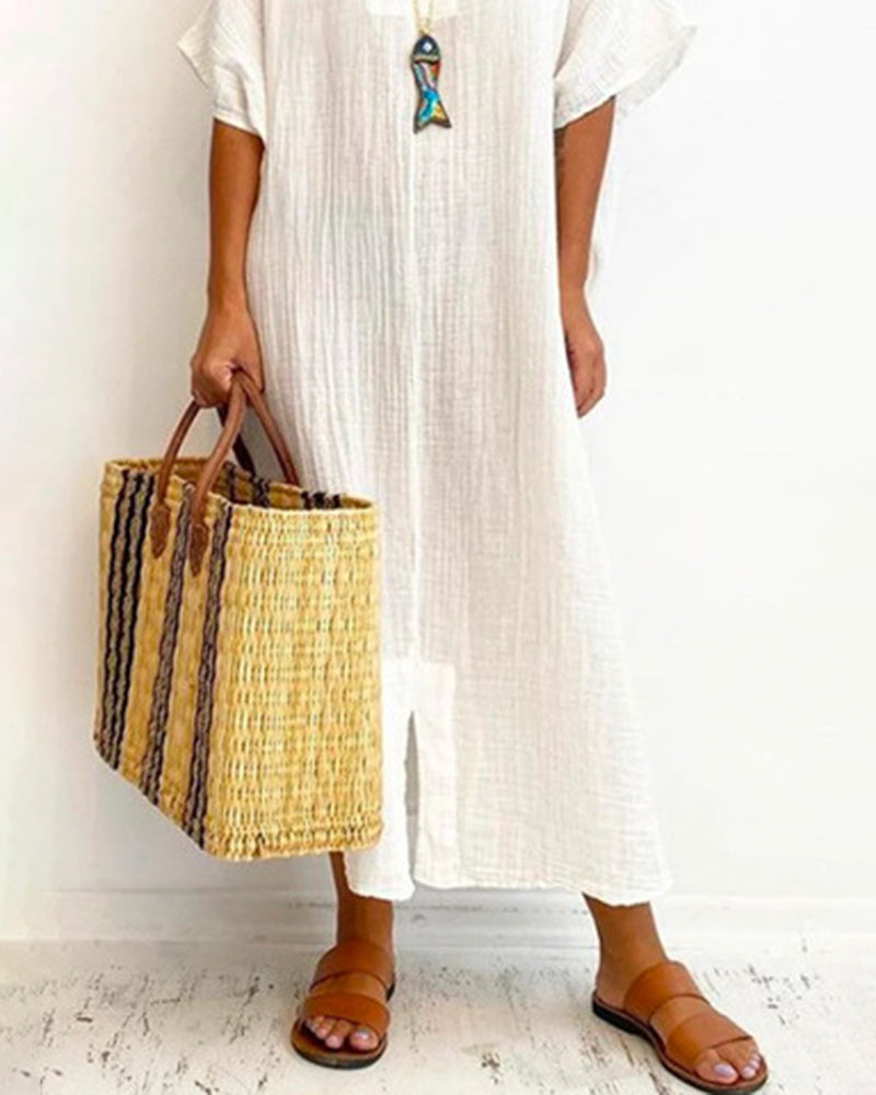 Short Sleeve Dress Casual Loose Flowy Maxi Dresses