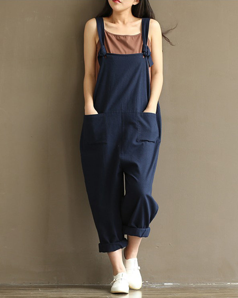 Dungarees Loose Jumpsuit with Straps Overalls Long Baggy Summer Trousers Romper