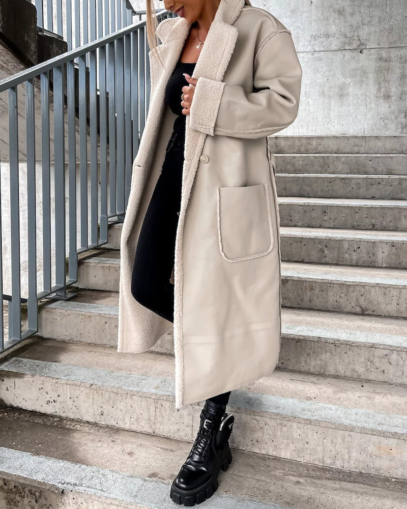 Women's Thick Windproof Belted Long Trench Coat Outerwear