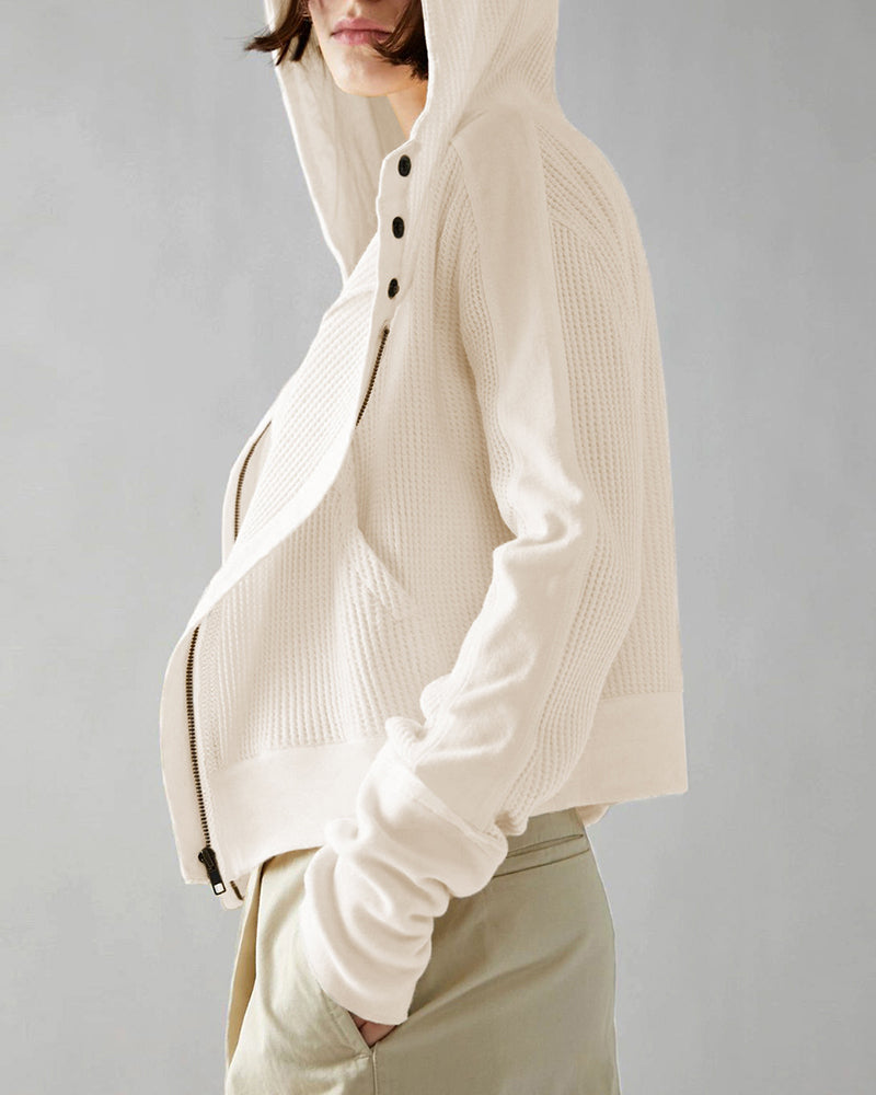 Long Sleeve Loose Slouchy Zip Hoodie Jacket