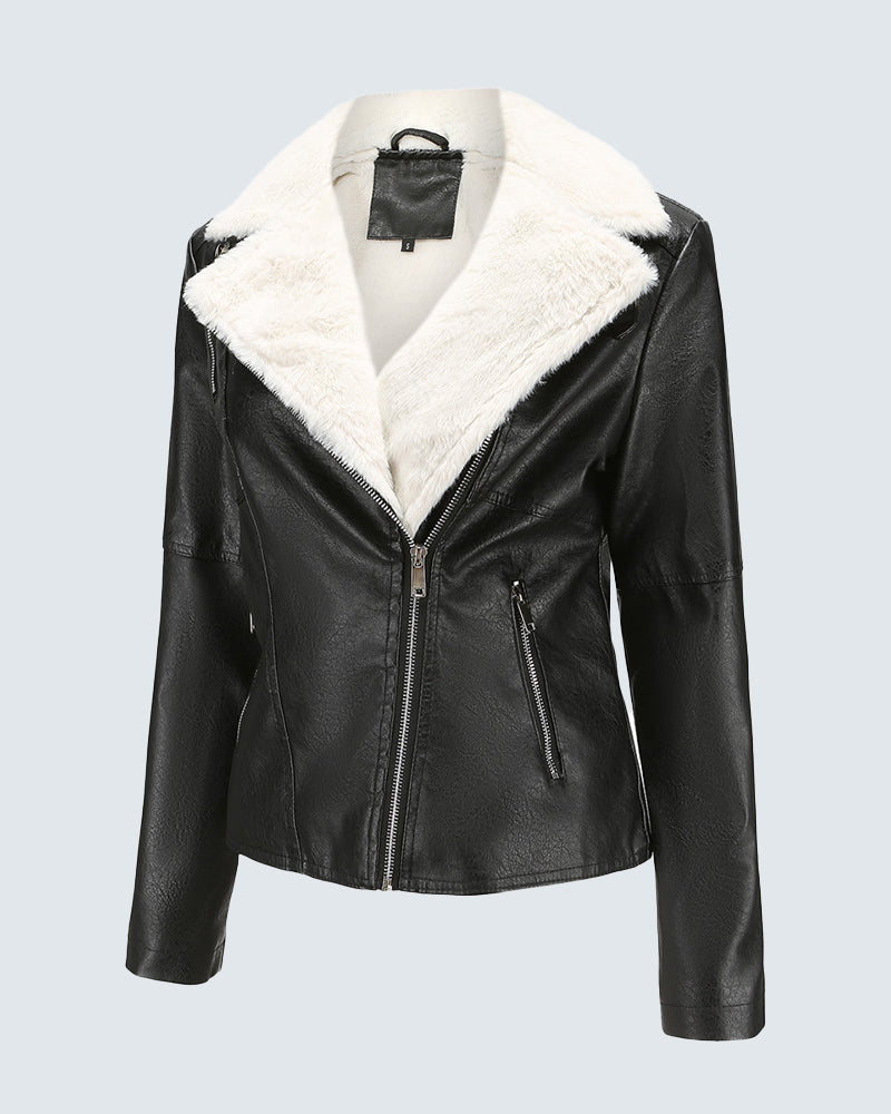 Plus Size Winter Coat Lapel Collar Long Padded Leather Vintage Thicken Coat