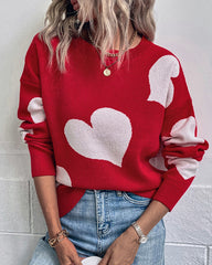 Valentine's Day Large Love O-neck Knitted Sweater