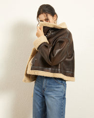 Loose Thick Lapel Velvet Imitation Leather Jacket Coat