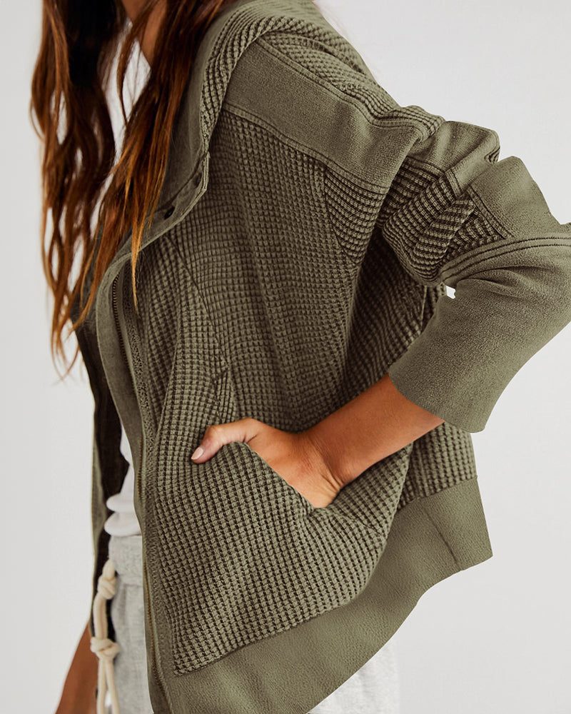 Long Sleeve Loose Slouchy Zip Hoodie Jacket