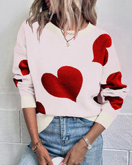 Valentine's Day Large Love O-neck Knitted Sweater