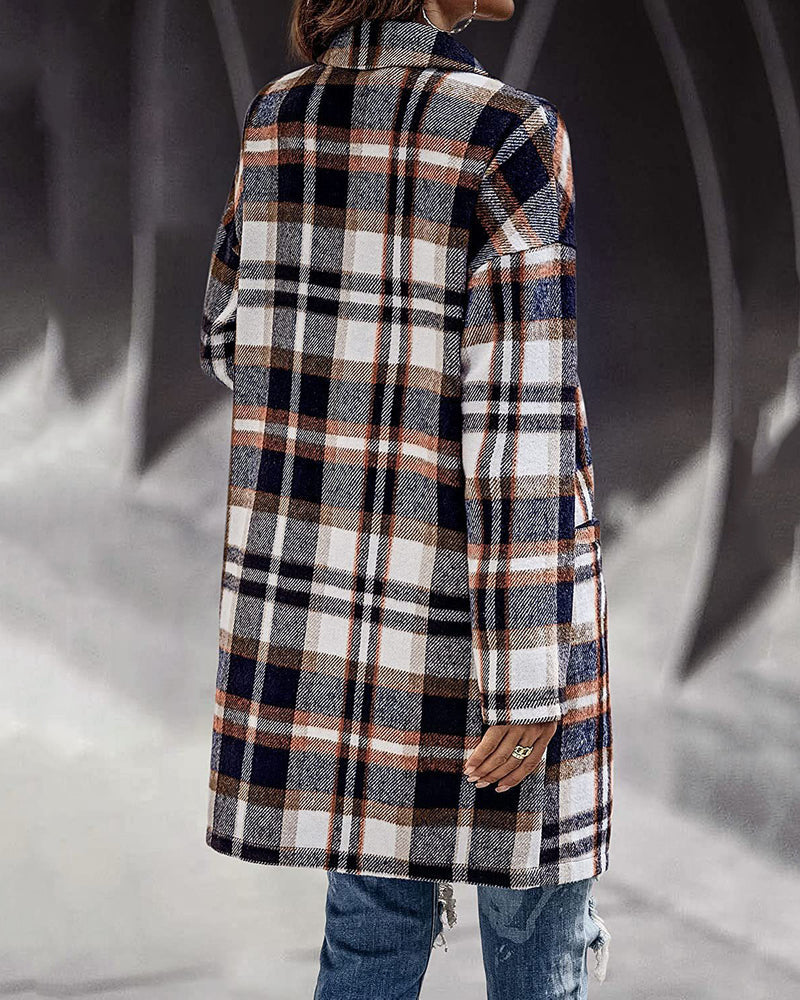 Casual Plaid Long Sleeve Flannel Coat Button Down Fall Jacket Shacket