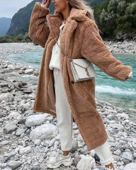 Irregular Single Breasted Lapels Womens Long Fur Coat